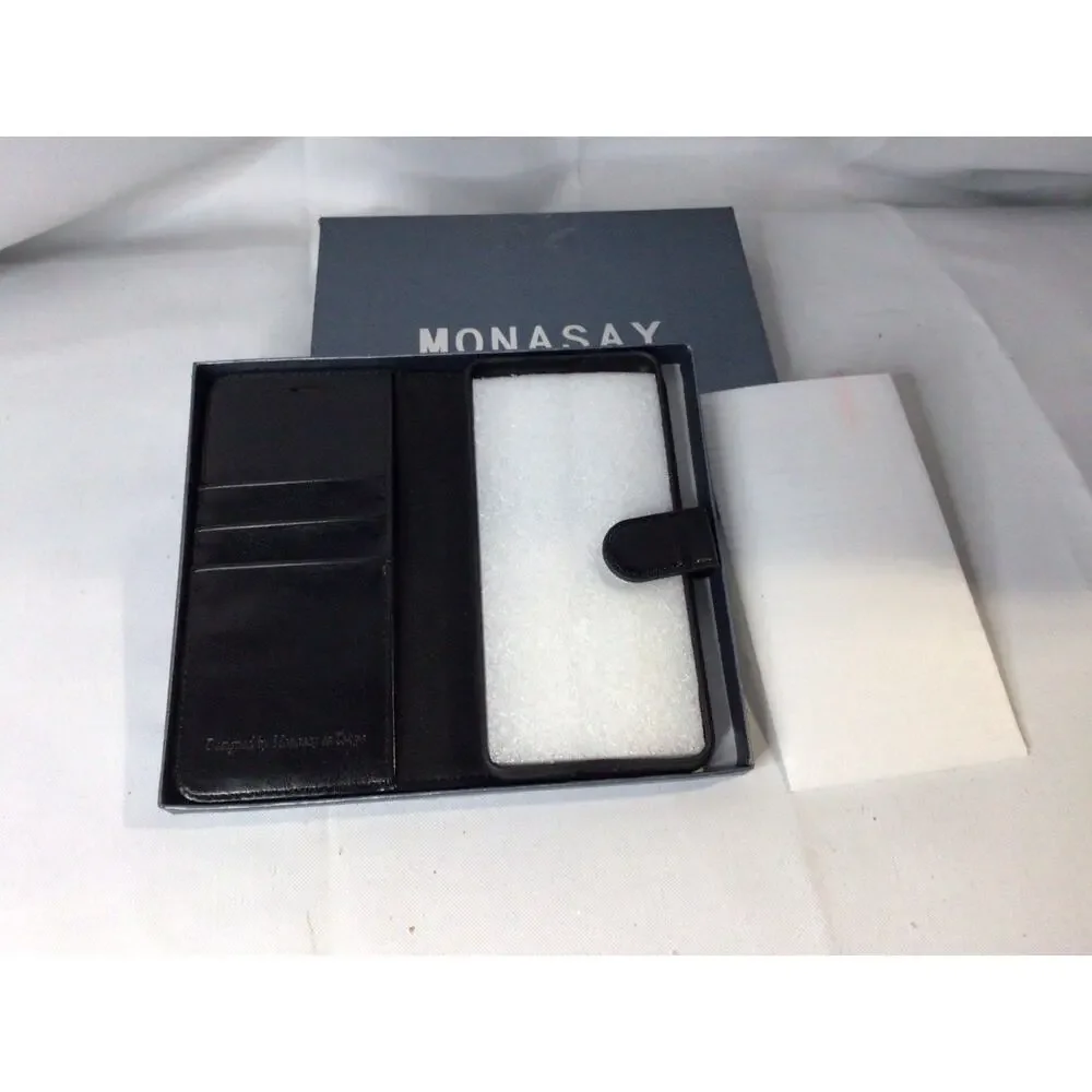 MONASAY Wallet Case Compatible for Galaxy S21 Black, Screen Protector Included